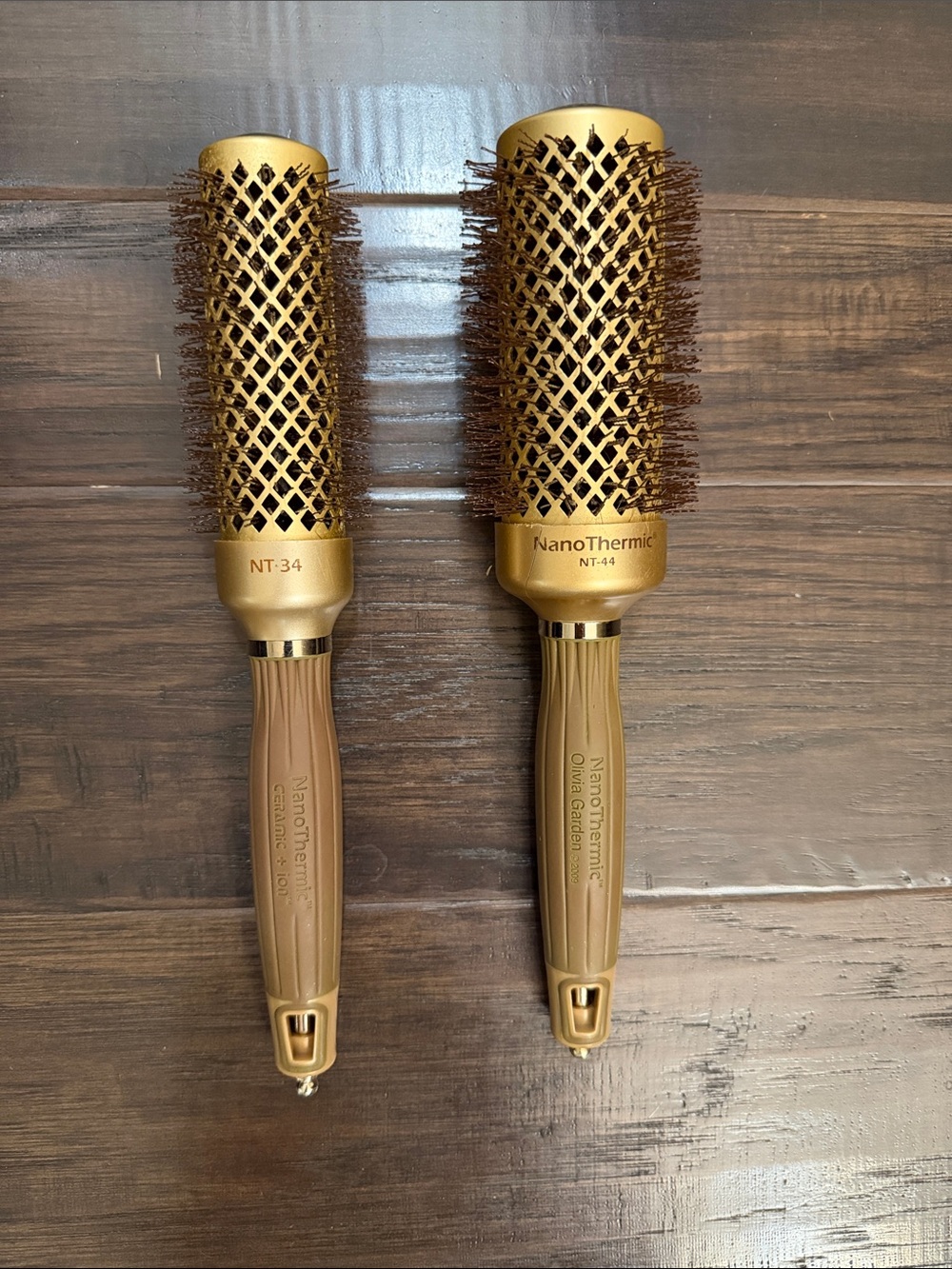 Nanothermic Gold Round Barrel Hair Brushes - Set of 2